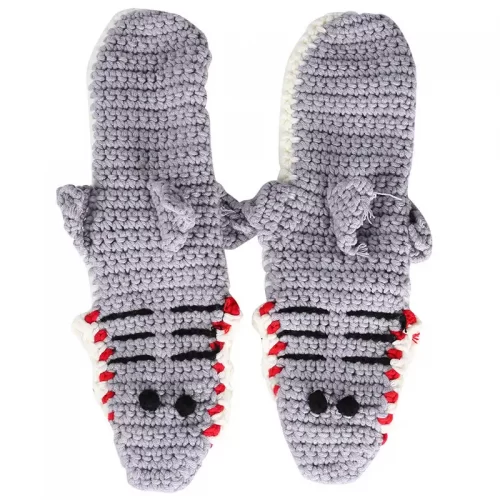 Gray Knitted Shark Socks