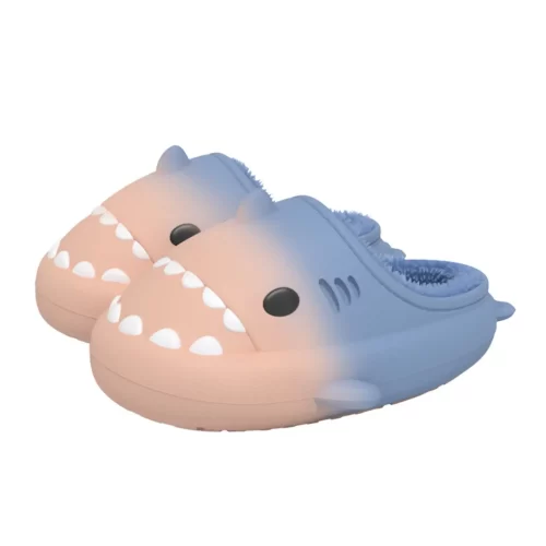 Pantofole da squalo rosa e blu per l'inverno