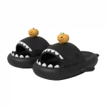 Pumpkin Shark Slides-black