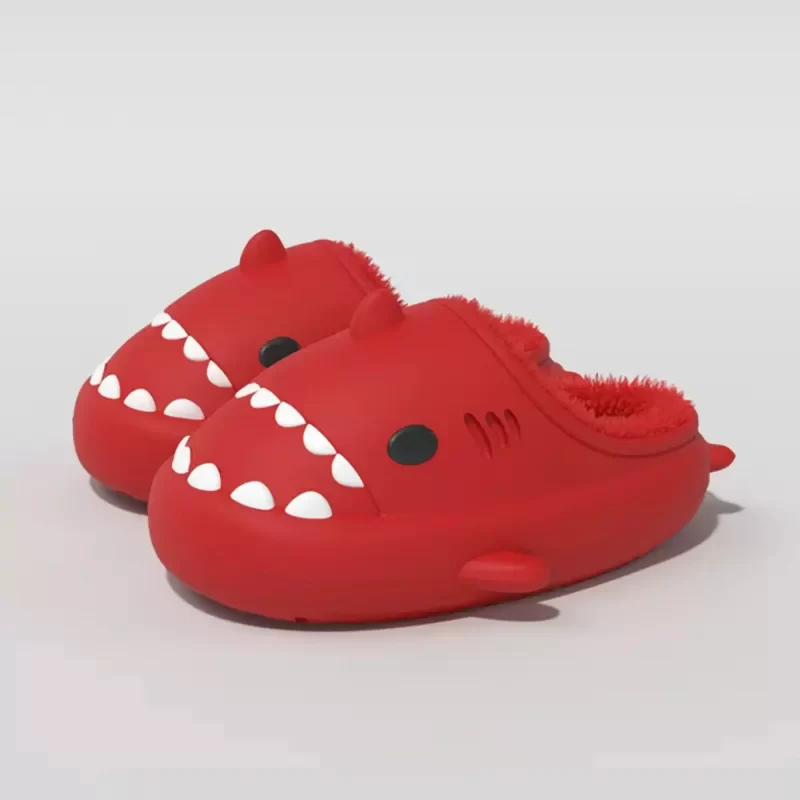 Pantuflas de tiburón rojo para adultos-pantuflas