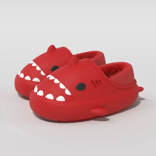 Chaussons requin rouge pour adultes-chaussures