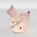 Cartoon Shark Rain Boots for Adults - All pink