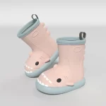 Cartoon Shark Rain Boots for Adults - Gray-pink