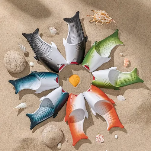 Toboganes de dibujos animados de tiburones para la playa