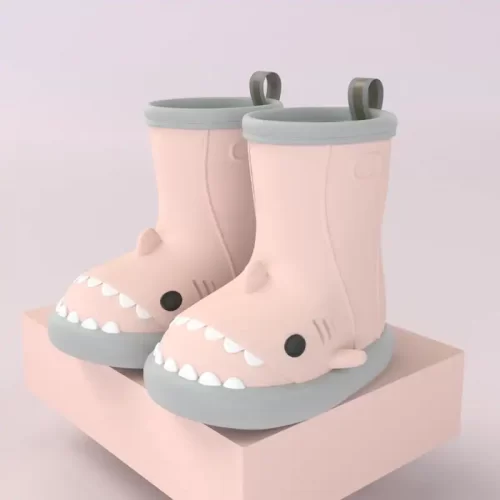 Shark Rain Boots for Kids - Gray-pink