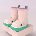 Shark Rain Boots for Kids - Green-pink