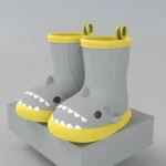 Shark Rain Boots for Kids - Yellow-gray