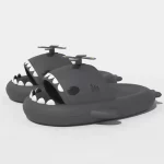 Shark Slides with Little Fan - Dark gray